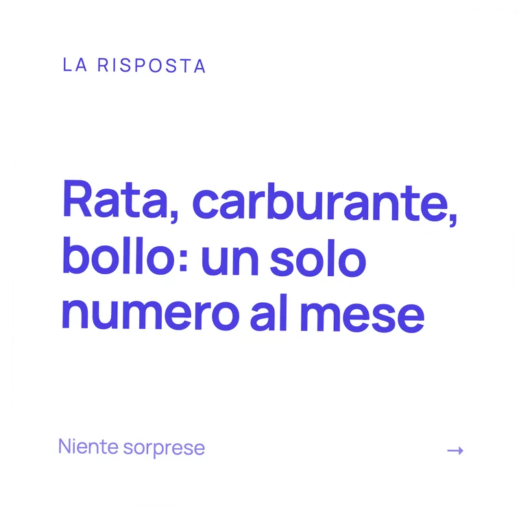Rata, carburante, bollo: un solo numero al mese