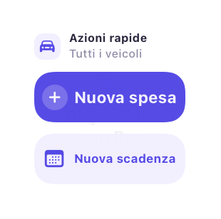 Widget Azioni rapide, tema chiaro: nuova spesa e nuova scadenza dalla Home